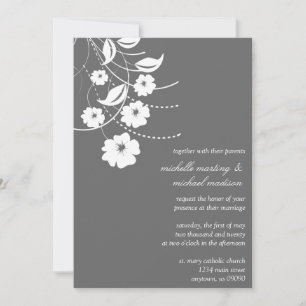 Invitación Floral Flourish Wedding Invitation (Dark Gray)