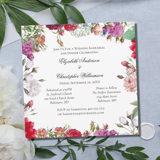 Invitación Floral Flowers Formal Wedding Rehearsal  (Subido por el creador)