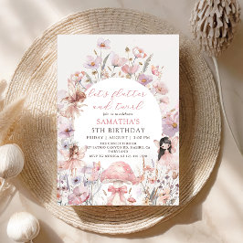 Invitación Floral Flutter and Twirl Fairy Birthday Invitation