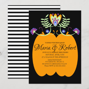 Invitación Floral folclórica Boda mexicana Calabaza de Hall