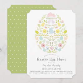 Invitación Floral Foliage Bunny Green Easter Huevo Hunt