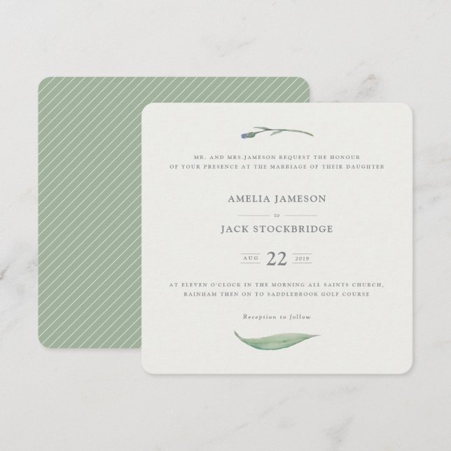 INVITACIÓN FLORAL FORMAL (Anverso / Reverso)