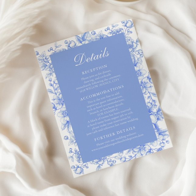 Invitación Floral francesa Algo Azul Boda Información (Subido por el creador)