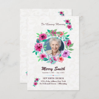 Invitación Floral Funeral Prayer Card Template