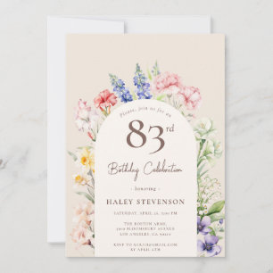 Invitación Floral Garden Arch Whimsical Beige 83 cumpleaños