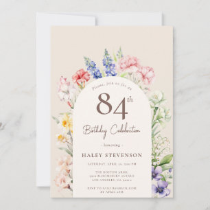 Invitación Floral Garden Arch Whimsical Beige 84º cumpleaños