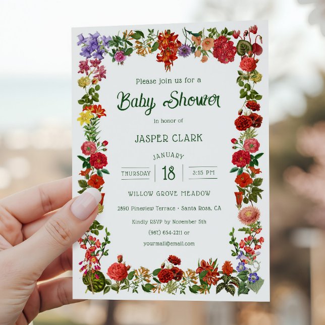 Invitación Floral Garden Baby Shower de amor para el abuelo (Subido por el creador)