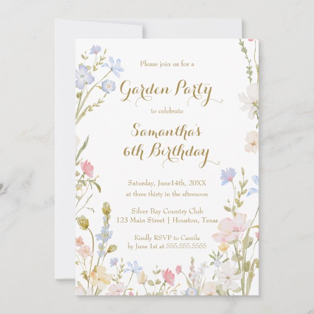 Invitación Floral Garden Birthday Invitation Spring (Anverso)