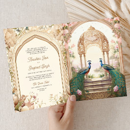 Invitación Floral Garden Peacocks Indian Palace Wedding