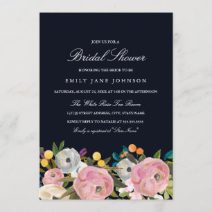 Invitación Floral Garden Pink Blue Bridal Shower