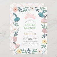 Floral Garden Pink Bunny White Easter Brunch