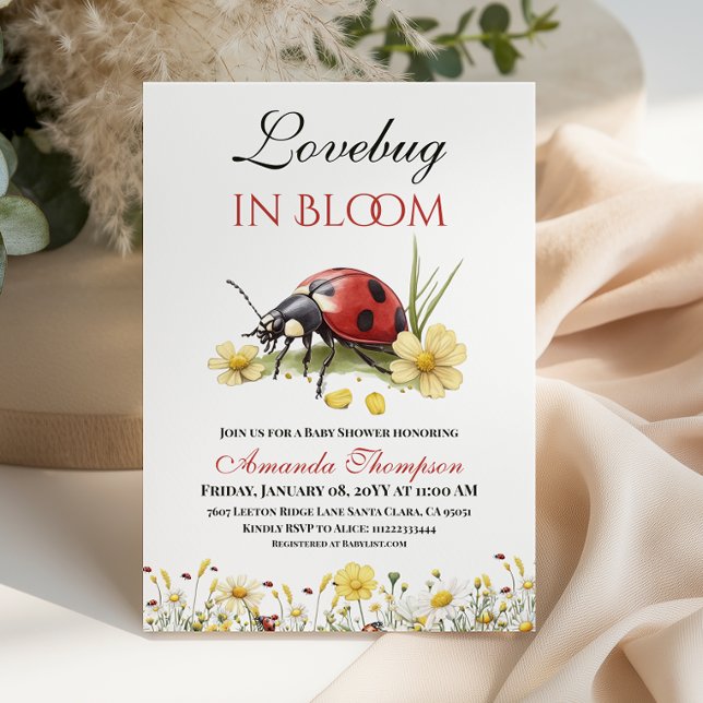 Invitación Floral Garden Red Lovebug In Bloom Baby Shower (Subido por el creador)