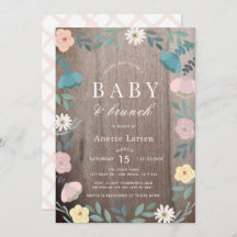 Floral Garden Rustic Wood Chica Brunch Baby Shower