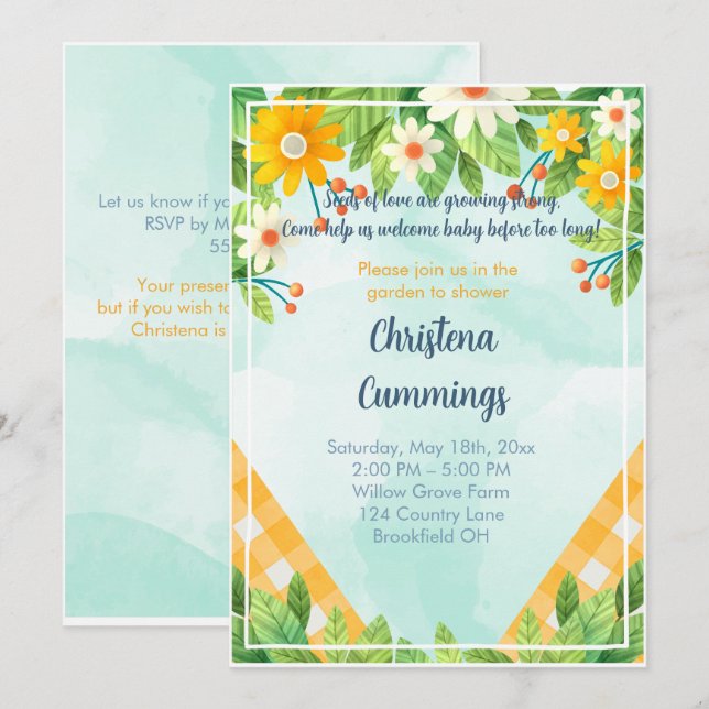 Invitación Floral Garden Seeds of Love Baby Shower Invitation (Anverso / Reverso)