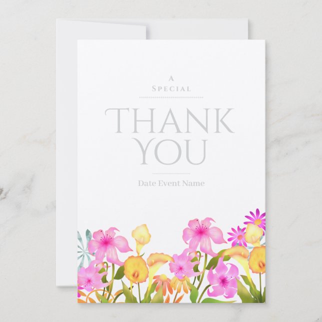 Invitación Floral Garden White Thank You (Anverso)