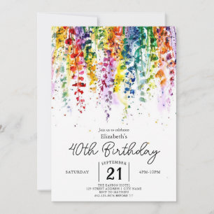 Invitación Floral Garden Wildflowers 40 cumpleaños