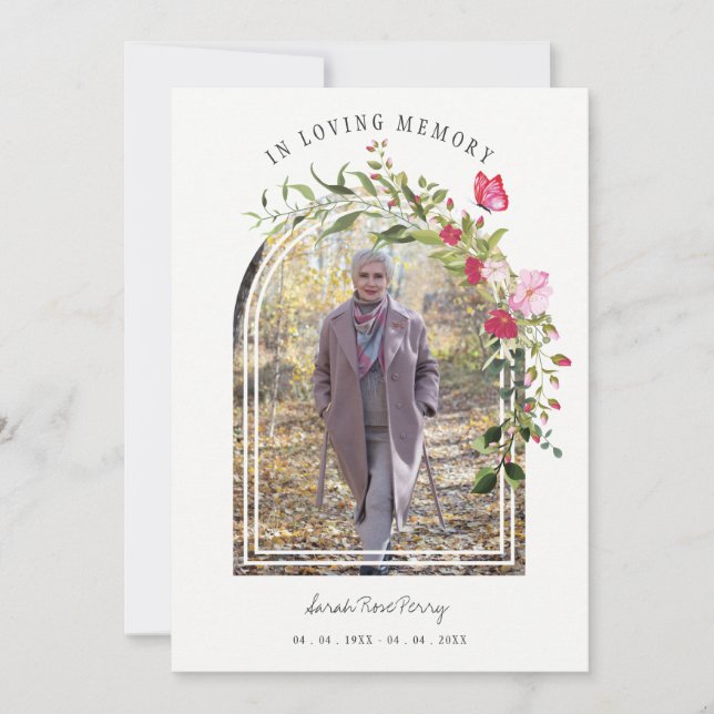 Invitación Floral Garland Butterflies Memorial Dear Ones (Anverso)