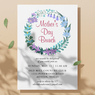Invitación Floral Garland Wreath del día de la madre