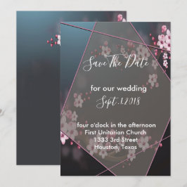 Invitación Floral geométrica de cerezo Blossom guardar la fec