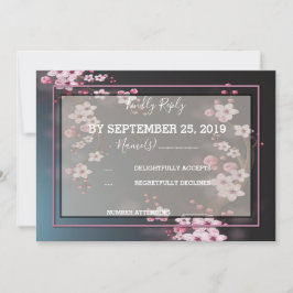 Invitación Floral geométrica de cerezo RSVP