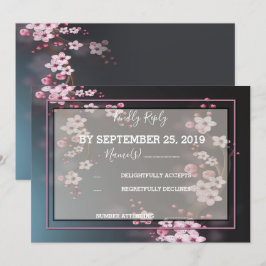 Invitación Floral geométrica de cerezo RSVP