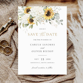 Invitación Floral girasoles Hydrangea Boda Guardar fecha