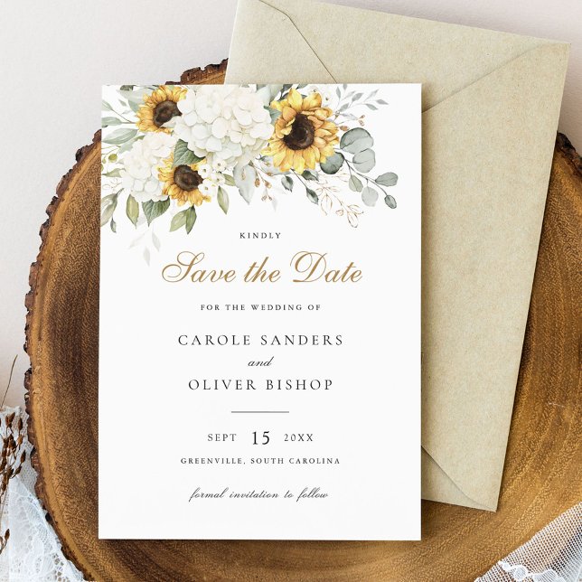 Invitación Floral girasoles Hydrangea Boda Guardar fecha (Subido por el creador)