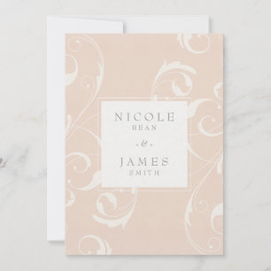 Invitación Floral Giratorio Blanco y Melocotón Elegante Boda