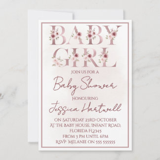 Invitación Floral Girl Baby Shower Invitation