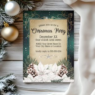 Invitación Floral Glamurosa de Invierno con Poinsettias Blanc