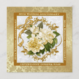 Invitación Floral Gold 50° aniversario Boda