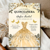 Floral Gold Bilingüe Español Quinceanera