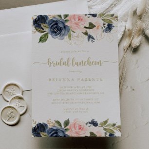 Invitación Floral Gold Bridal Luncheon Bridal Shower