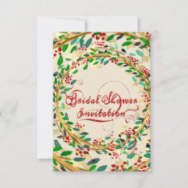 Invitación Floral Gold Burgundy Marfil Wodland Bridal Shower