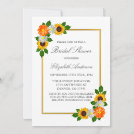 Invitación Floral Gold Frame Bridal Shower