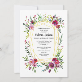 Invitación Floral Gold Geométrico Crystal Bridal Ducha