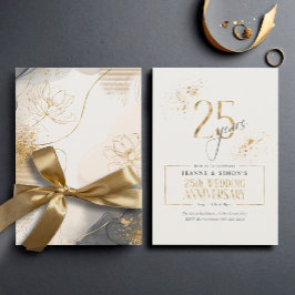 Invitación Floral Gold Line 25th Aniversario ID1169