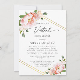 Invitación Floral Gold virtual de Rubor Dusty Blue Bridal Sho