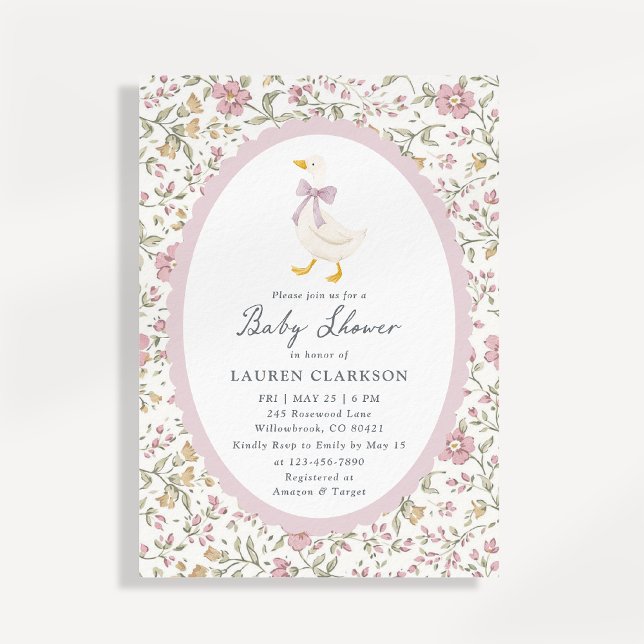 Invitación Floral Goose Baby Shower Invitation (Subido por el creador)