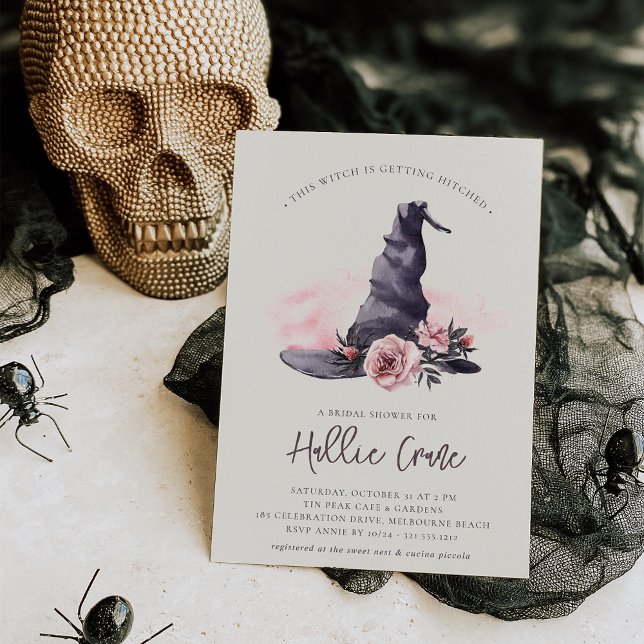 Invitación Floral Gorra de brujas Halloween Bridal Shower (Subido por el creador)