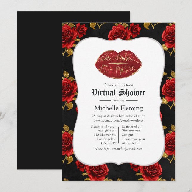 Invitación Floral Gothic Virtual Bridal Shower (Anverso / Reverso)