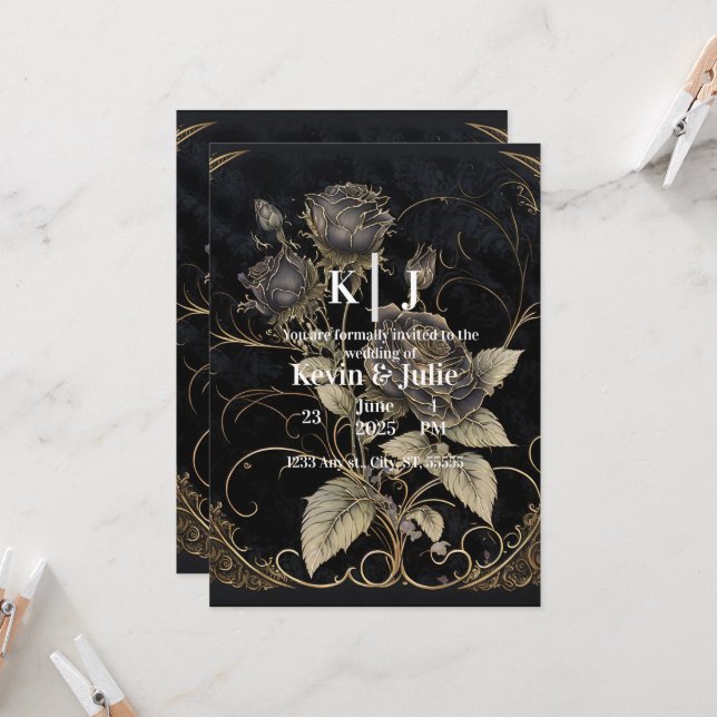Invitación Floral gótica (Anverso/Reverso In Situ)