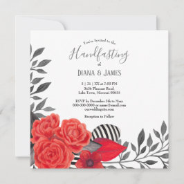 Invitación Floral gótica | Boda de ayuno rojo y negro