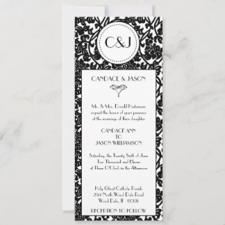 Invitación floral gótica de la boda del monograma