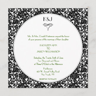 Invitación floral gótica de la boda del monograma