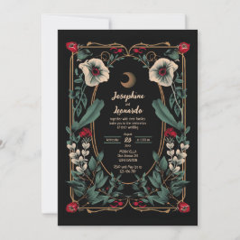Invitación Floral gótica húmeda con luna creciente 2