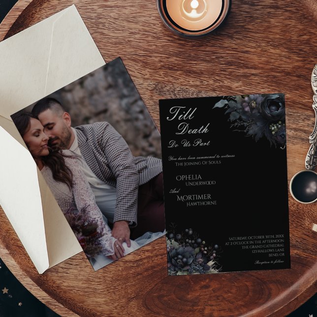 Invitación Floral gótica negra oscura hasta la muerte Boda de (Subido por el creador)