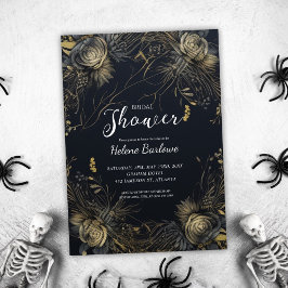 Invitación Floral gótica oscuro Moody Bridal Shower