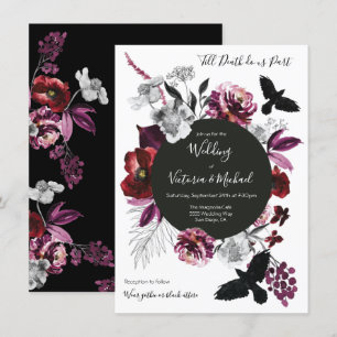 Invitación Floral gótica oscuro y Boda de Moody