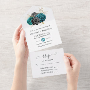 Invitación floral gótica todo en uno